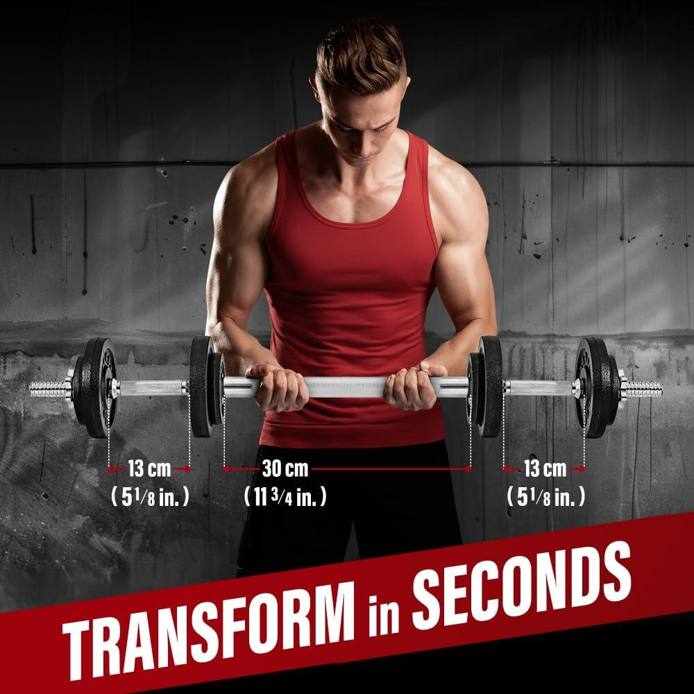 Yes4All Adjustable Dumbbell Set with Weight Plates/Connector – Exercise & Workout Equipment – Size Options 40lbs to 200lbs(E. Barbell 50LB or 25LB Dumbbell Pair)