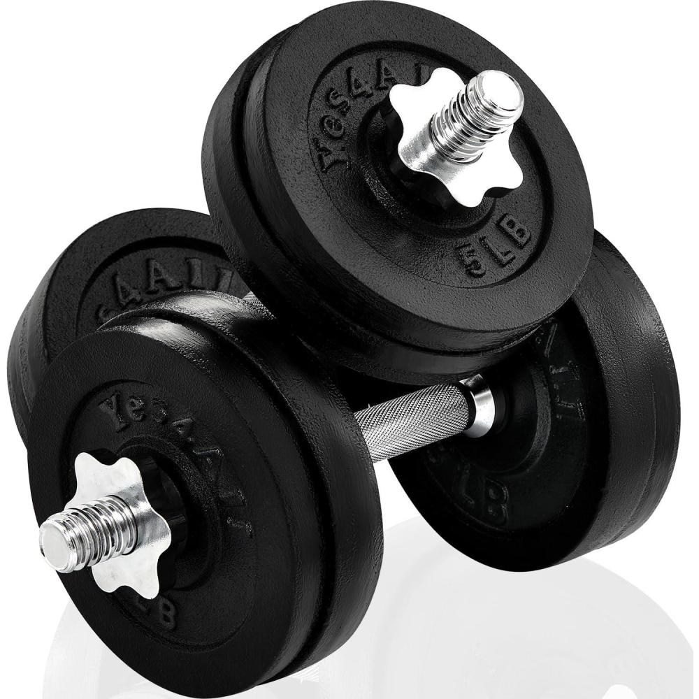 Yes4All Adjustable Dumbbell Set with Weight Plates/Connector – Exercise & Workout Equipment – Size Options 40lbs to 200lbs(C1. 60LB or 30LB Pair)