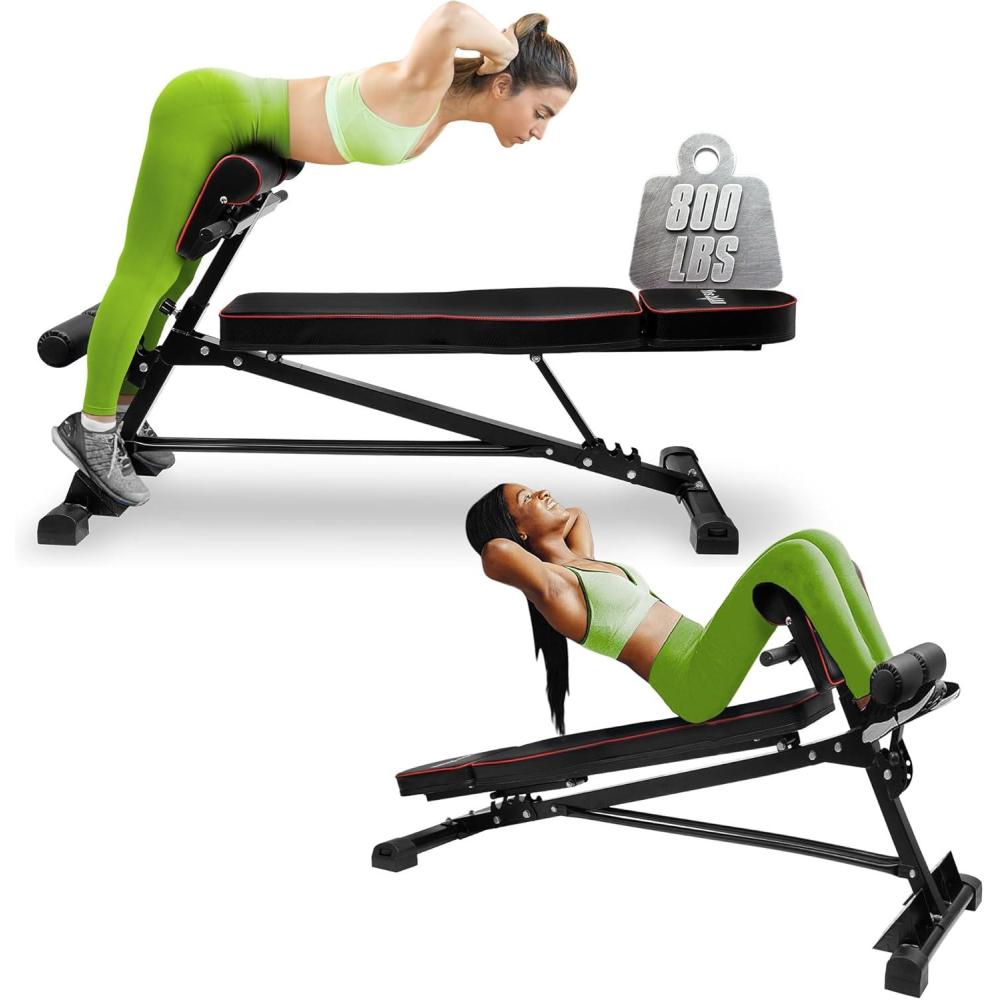 Yes4All Adjustable Weight Bench with Rack, 800lbs Workout Bench Press with Leg Extension, Preacher Curl Pad & Resistance Bands for Home Gym(B. Roman Chair)