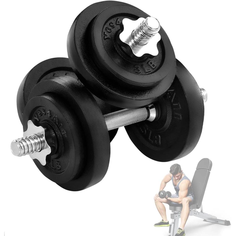 Yes4All Adjustable Dumbbell Set with Weight Plates/Connector – Exercise & Workout Equipment – Size Options 40lbs to 200lbs(Z. 40LB or 20LB Pair)