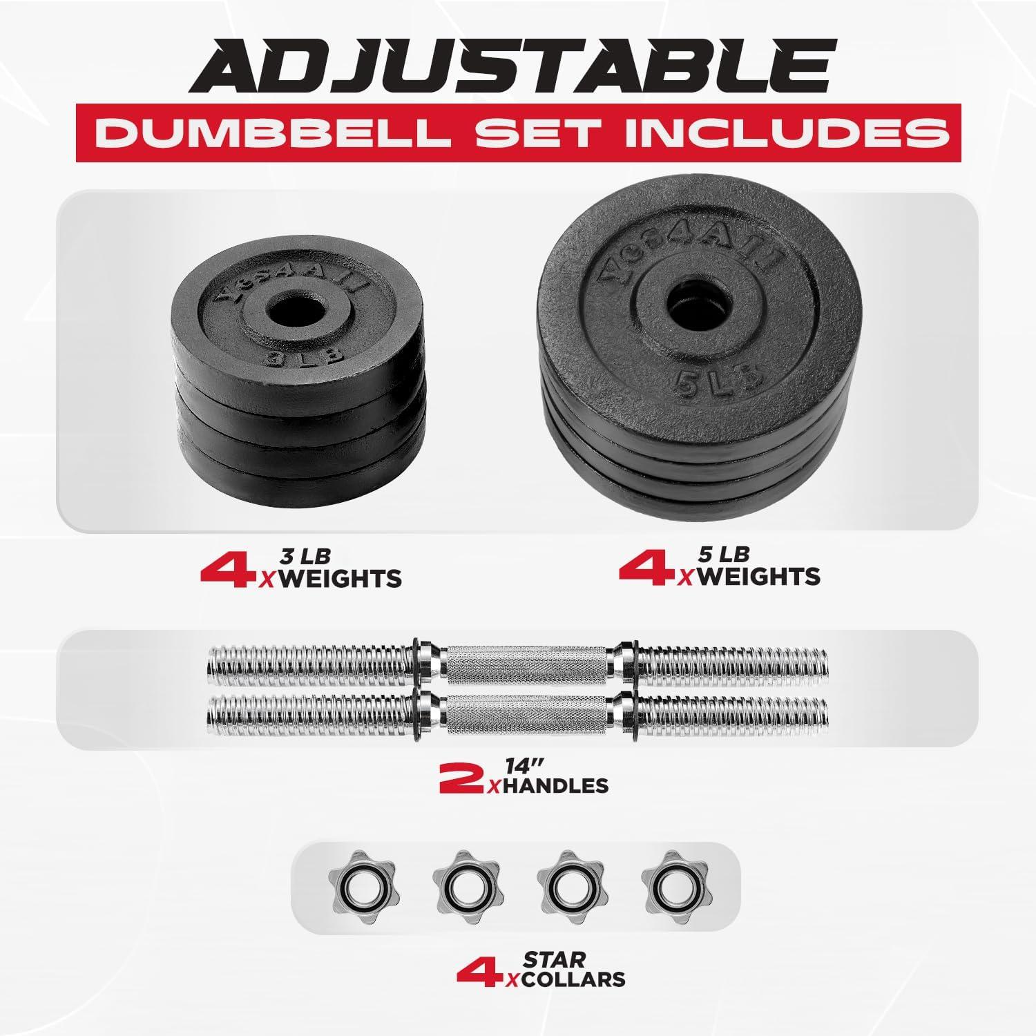 Yes4All Adjustable Dumbbell Set with Weight Plates/Connector – Exercise & Workout Equipment – Size Options 40lbs to 200lbs(Z. 40LB or 20LB Pair)