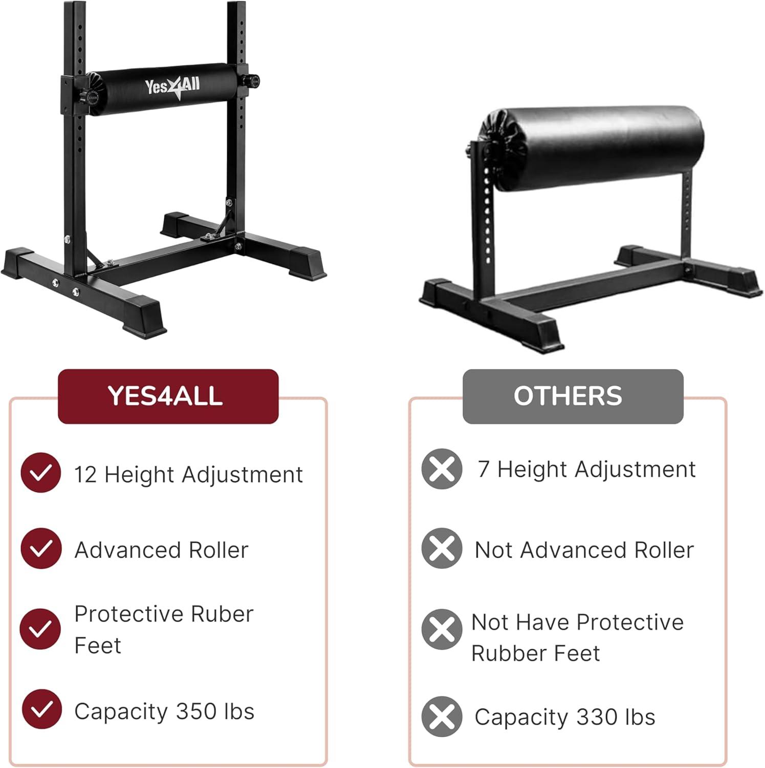 Yes4All Bulgarian Split Squat Stand – Single Leg Squat Roller & Bodyweight Training(A. Black)