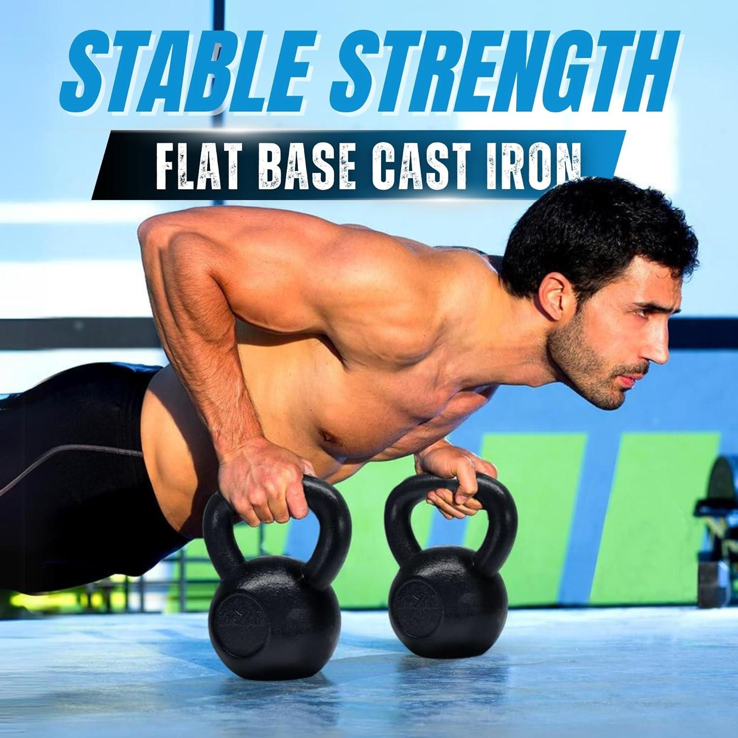 Yes4All Cast Iron Kettlebell, Strength Training Kettlebells 5-80 Lb (5,10,15,20,25,30,35,40,45,50,60,70,80 Lb) for Full Body Workout, Push up, Strength Training – Single & Kettlebell Set of 2 for Men(E.Black 25lbs)