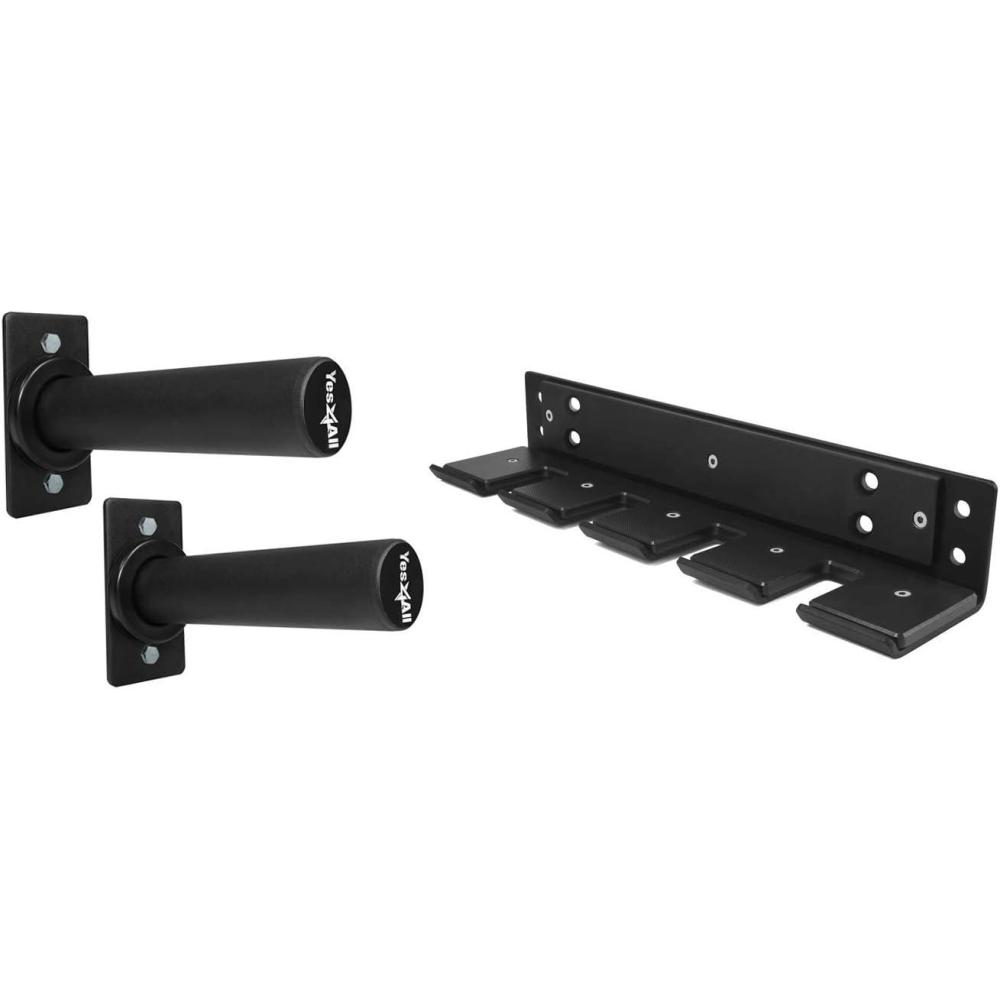 Yes4All Wall Mounted Olympic Barbell Holder & Weight Plate Storage Rack