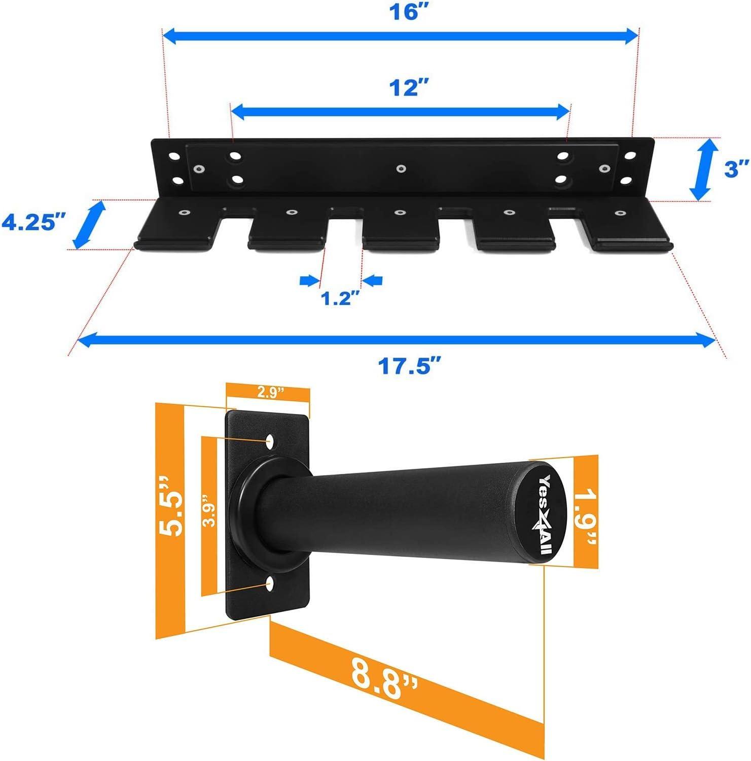 Yes4All Wall Mounted Olympic Barbell Holder & Weight Plate Storage Rack