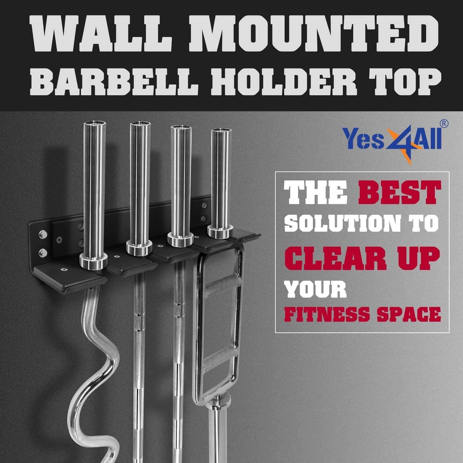 Yes4All Wall Mounted Olympic Barbell Holder & Weight Plate Storage Rack