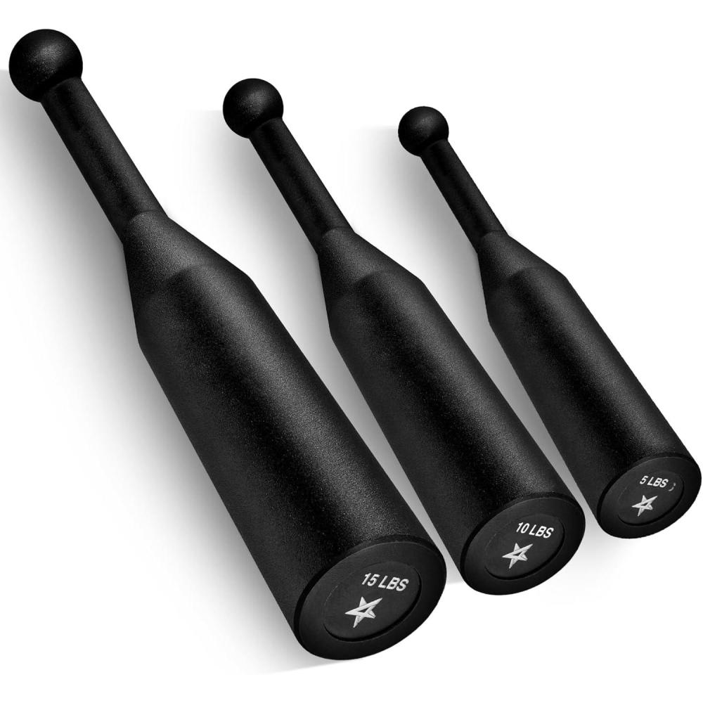 Yes4All Indian Clubs, Durable Steel Club for Training & Rotational Strength, Weighted Club for Grip, Forearm & Functional Exercise, Fitness Clubs Available in 5, 10, 15 LB & Combo Sets(Combo 5  10  15 LB)