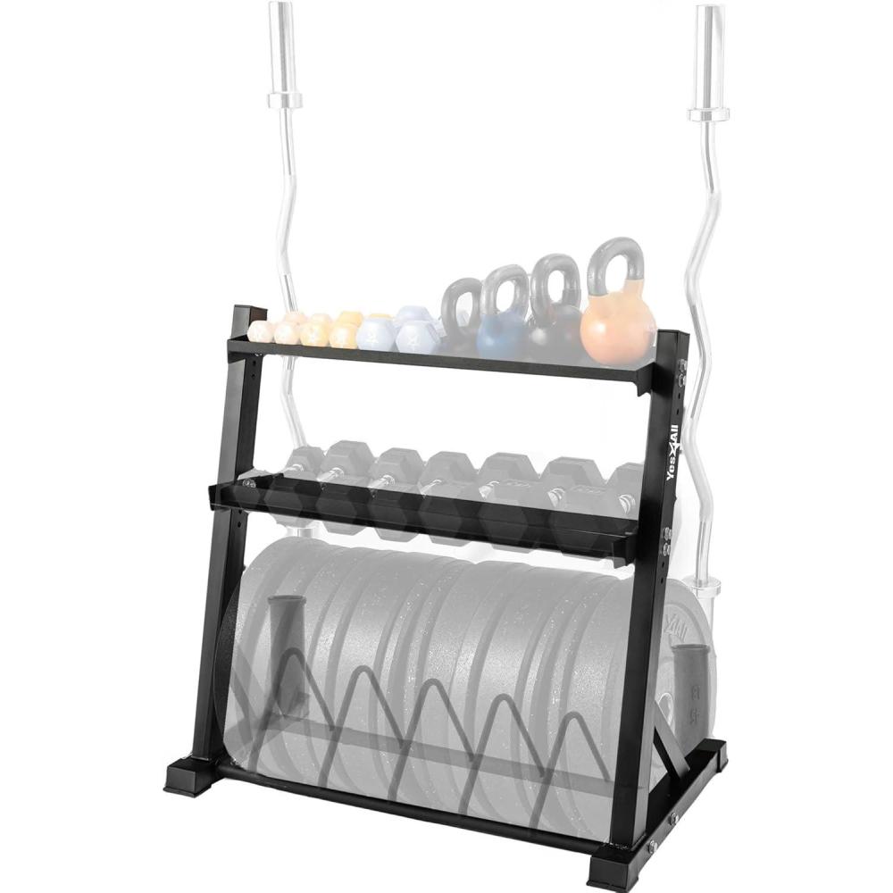 Yes4All Multi-Functional Weight Storage Racks, Dumbbell Rack for Home Gym Storage of Dumbbell/Kettlebell/Weight Plate & Barbell – 1000LB Capacity