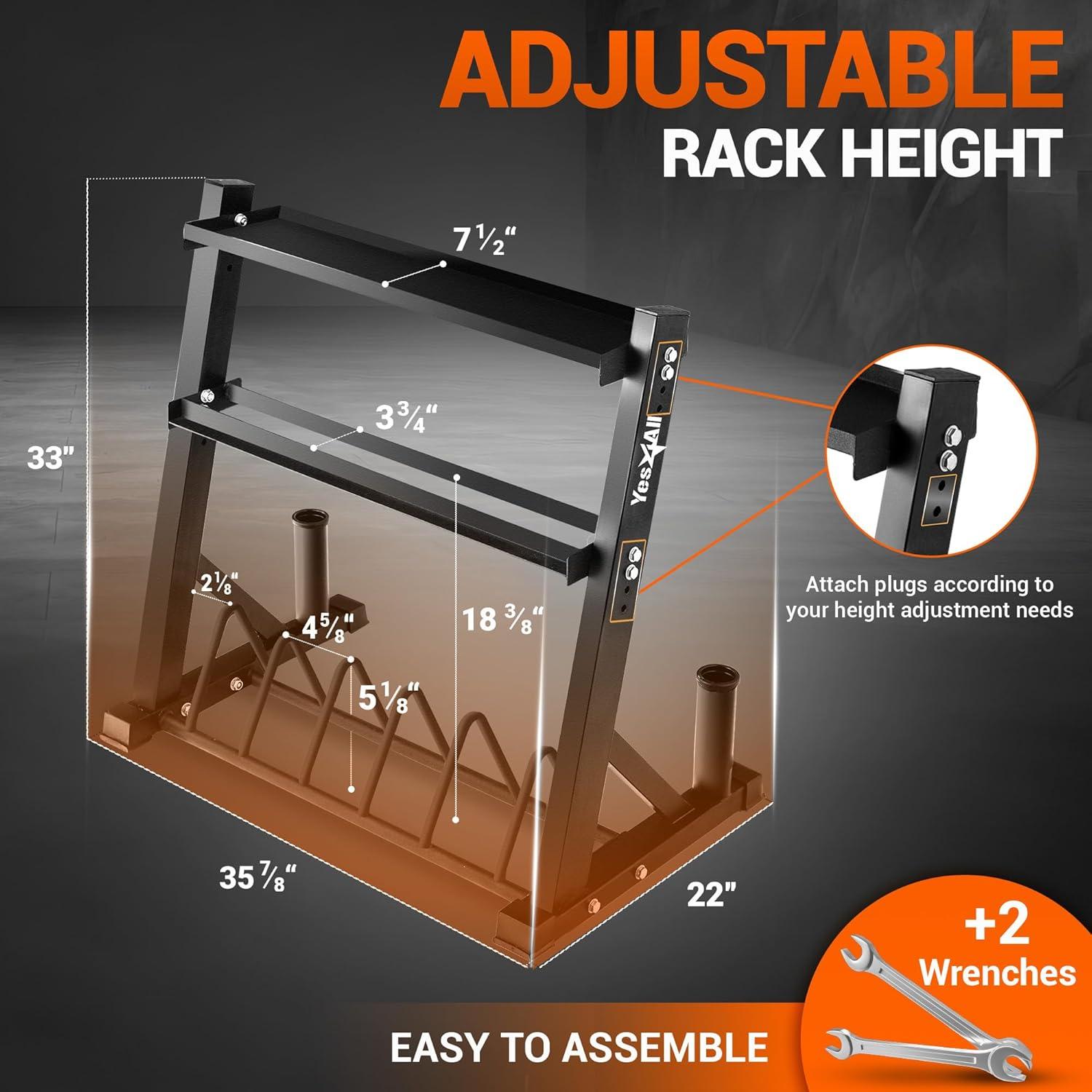 Yes4All Multi-Functional Weight Storage Racks, Dumbbell Rack for Home Gym Storage of Dumbbell/Kettlebell/Weight Plate & Barbell – 1000LB Capacity