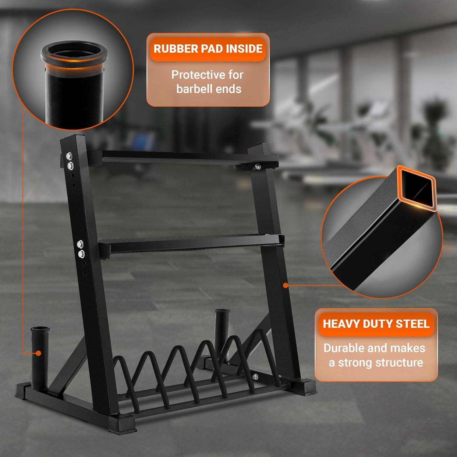 Yes4All Multi-Functional Weight Storage Racks, Dumbbell Rack for Home Gym Storage of Dumbbell/Kettlebell/Weight Plate & Barbell – 1000LB Capacity
