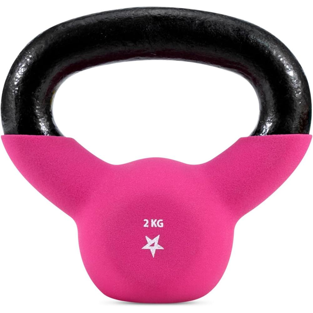 Yes4All 2-32kg Neoprene Coated/Powder Coated Kettlebells Cast Iron, Kettlebell Weight Sets for Home Gym Fitness & Weight Training(A. 2 kg)
