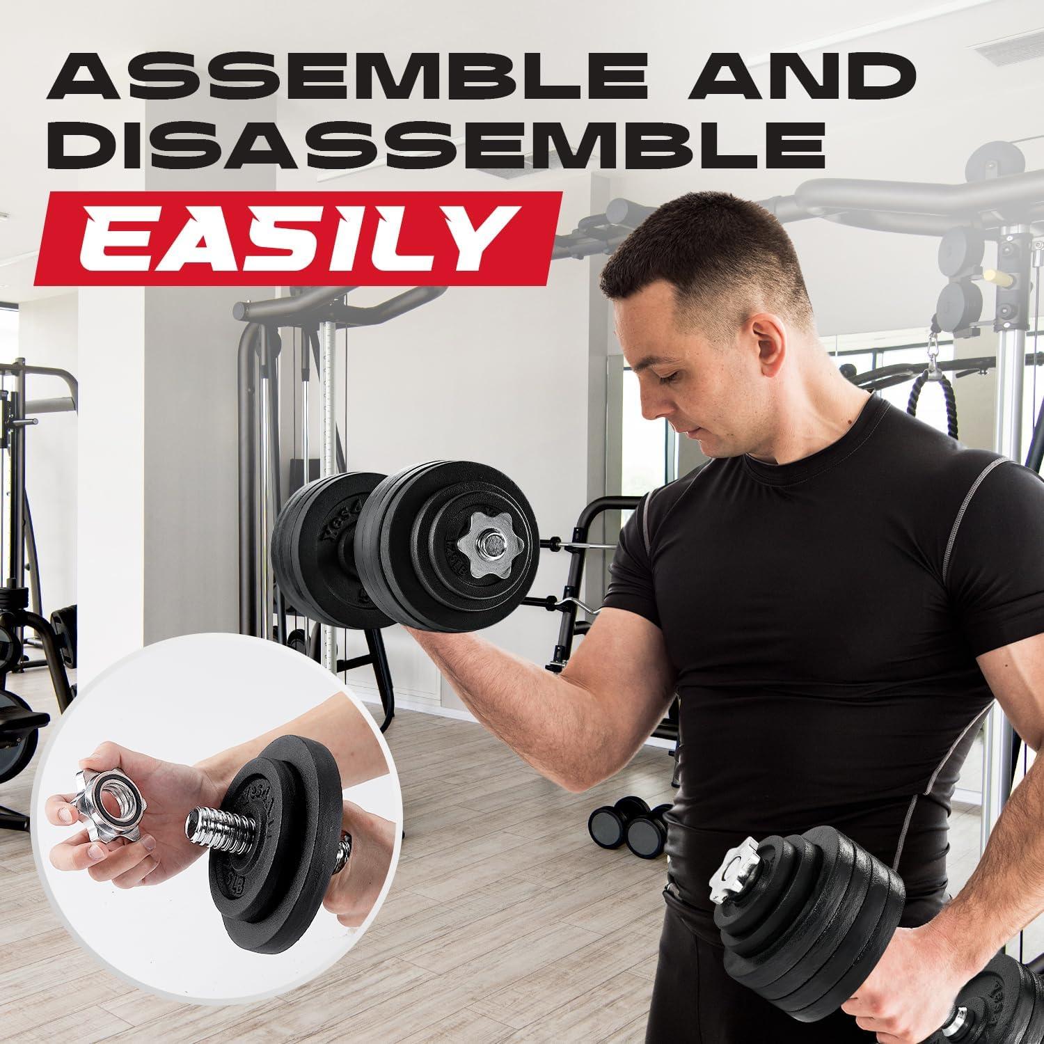 Yes4All Adjustable Dumbbell Set with Weight Plates/Connector – Exercise & Workout Equipment – Size Options 40lbs to 200lbs(I. 105LB or 52.5LBS Dumbbell Pair)