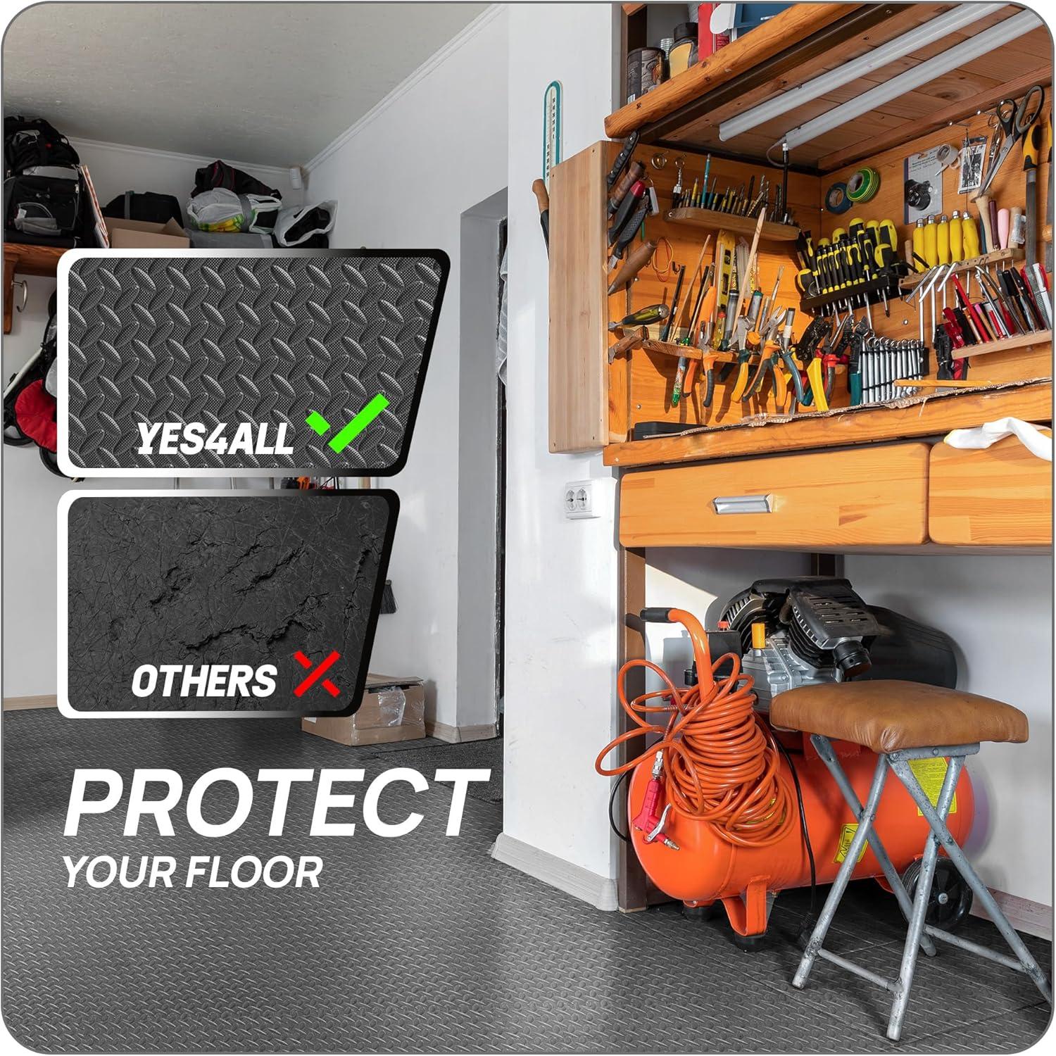 Yes4All EVA Interlocking Mats, Puzzle Floor Tiles, Foam Floor Padding with Border for Furniture, Home Space, Living Room, Garage 48 SQFT