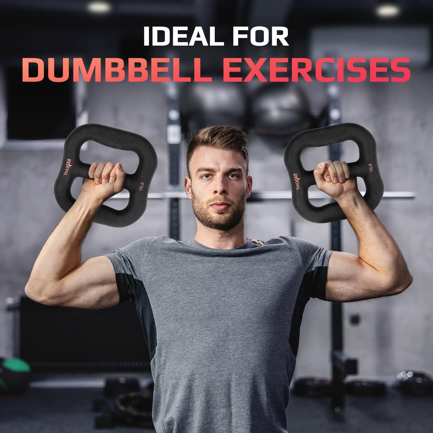 Yes4All 3-in-1 Multifunctional Neoprene Dumbbell/Multi-Usage Dumbbell with Solid Core, Ergonomic Curve,Black