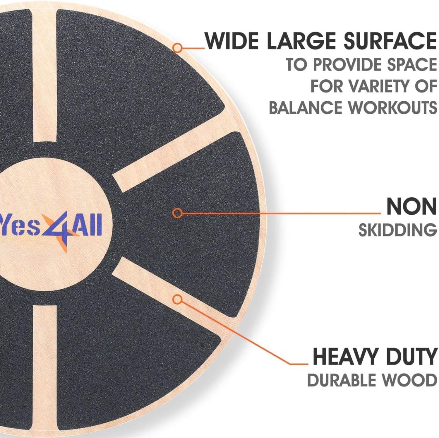 Yes4All 300lbs Wooden Wobble Board, 360-Degree Balance Board for Adults, Stylish Balance Trainer with Anti-Skid Texture