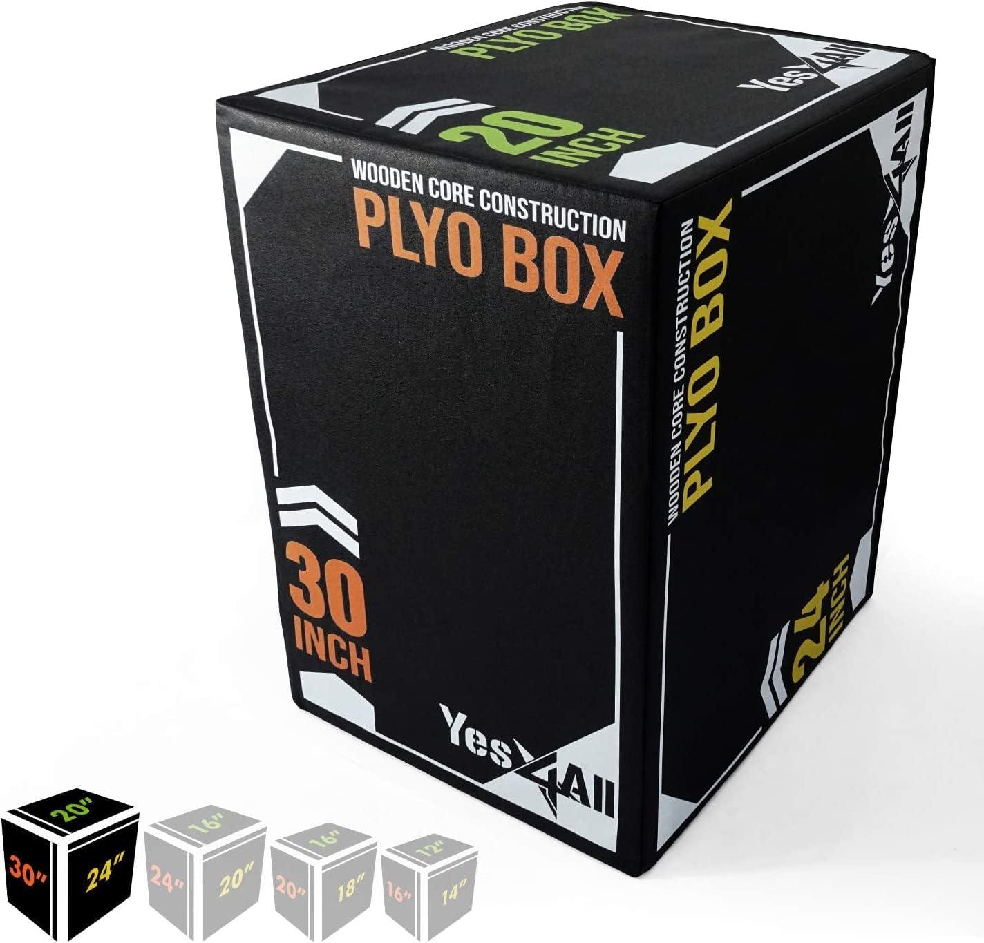 Yes4All 3-in-1 Soft-Padded Plyo Box With Wooden Core, Non-Slip Multi-Use Cushioned Plyometric Jump Box with Vinyl Cover for Jumping, Conditioning, Strength Training(C. Upgraded Version)