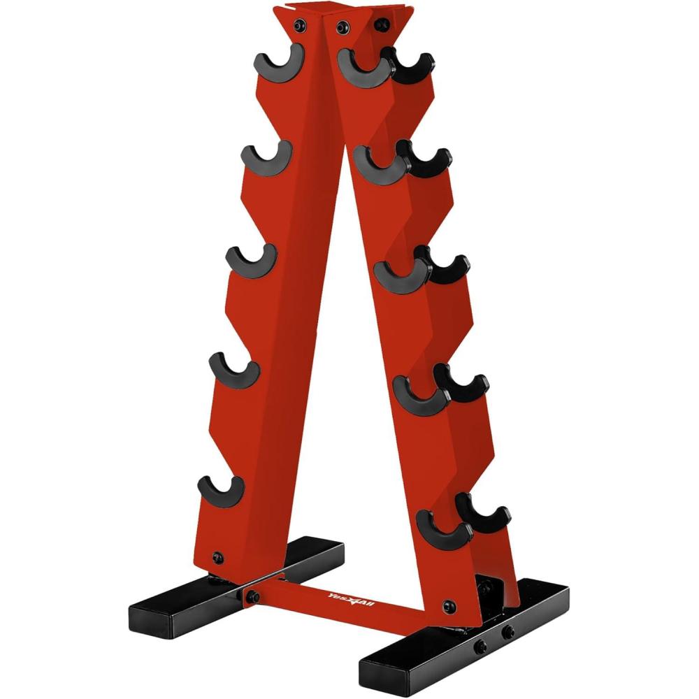 YES4ALL Dumbbell Rack Stand Only, 5 Tier A Frame Weight Rack for Dumbbells(Red)