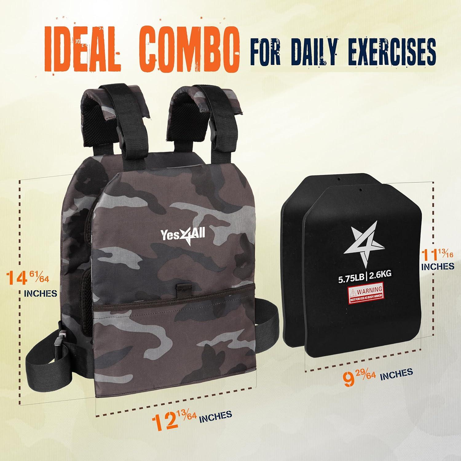 Yes4All Adjustable Weighted Vest 14-20Lbs for Men & Women, Strength Training Weight Vests, Weighted vest for Walking, Running