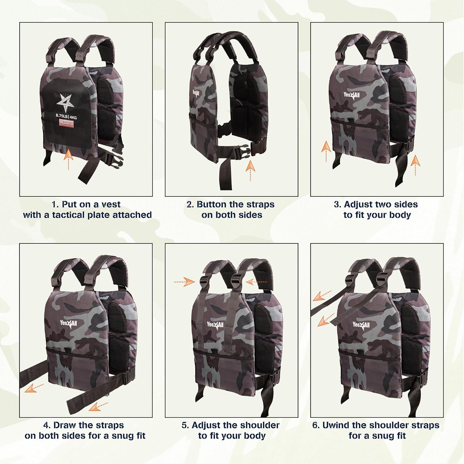 Yes4All Adjustable Weighted Vest 14-20Lbs for Men & Women, Strength Training Weight Vests, Weighted vest for Walking, Running