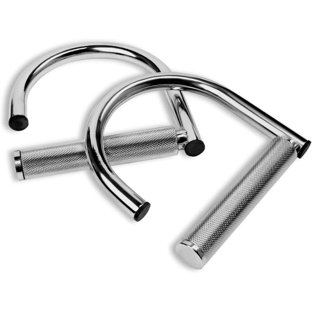 Yes4All 360 Rotation Metal Resistance Bands, Pull Up Handle with Extra-Gripped Knurled Surface, Heavy Duty Industrial Grade Steel Stretch Attachment Handles for Elastic Band Workouts Home Gym(Chrome)
