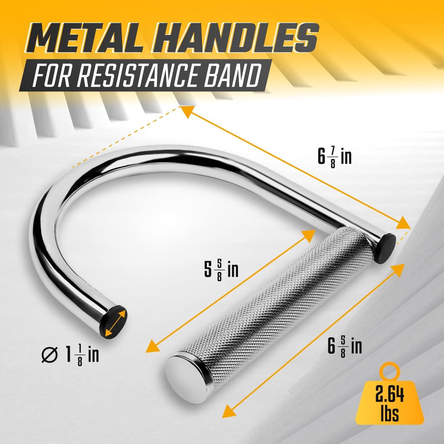Yes4All 360 Rotation Metal Resistance Bands, Pull Up Handle with Extra-Gripped Knurled Surface, Heavy Duty Industrial Grade Steel Stretch Attachment Handles for Elastic Band Workouts Home Gym(Chrome)