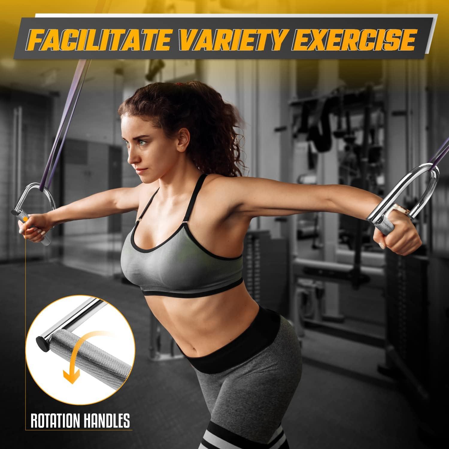 Yes4All 360 Rotation Metal Resistance Bands, Pull Up Handle with Extra-Gripped Knurled Surface, Heavy Duty Industrial Grade Steel Stretch Attachment Handles for Elastic Band Workouts Home Gym(Chrome)