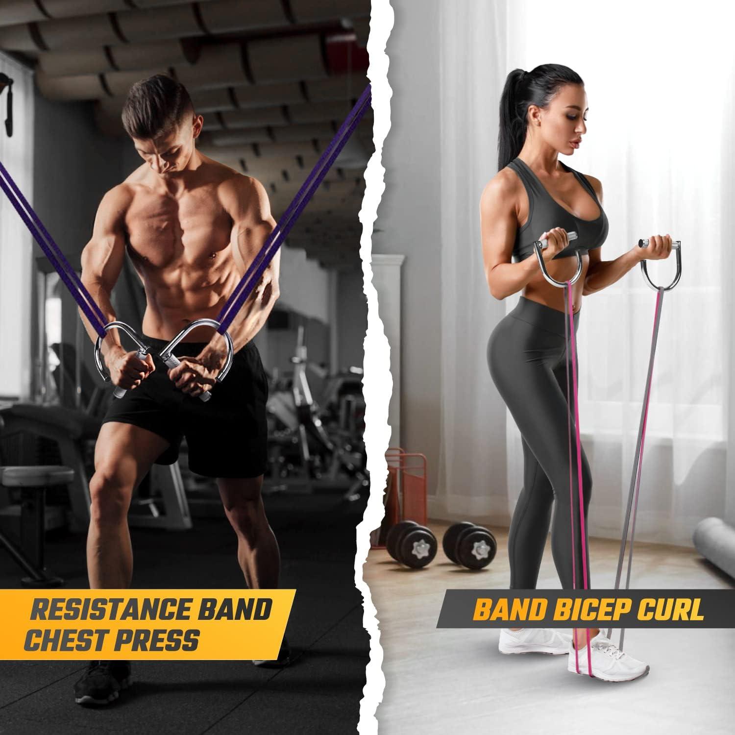 Yes4All 360 Rotation Metal Resistance Bands, Pull Up Handle with Extra-Gripped Knurled Surface, Heavy Duty Industrial Grade Steel Stretch Attachment Handles for Elastic Band Workouts Home Gym(Chrome)