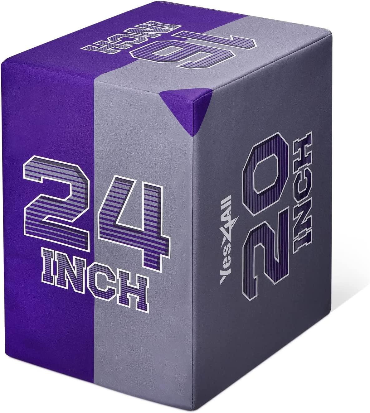 Yes4All 3-in-1 Soft-Padded Plyo Box With Wooden Core, Non-Slip Multi-Use Cushioned Plyometric Jump Box with Vinyl Cover for Jumping, Conditioning, Strength Training(B. Basketball Version- Black)