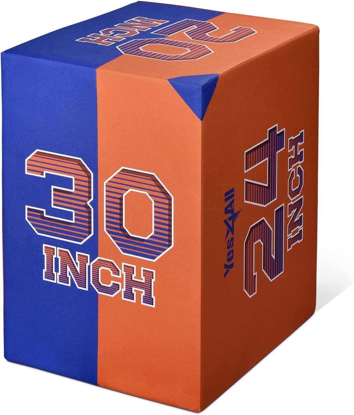 Yes4All 3-in-1 Soft-Padded Plyo Box With Wooden Core, Non-Slip Multi-Use Cushioned Plyometric Jump Box with Vinyl Cover for Jumping, Conditioning, Strength Training(B. Basketball Version- Black)