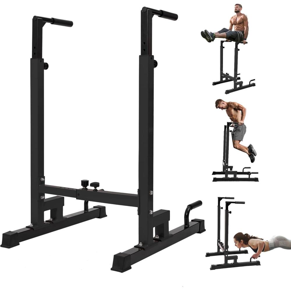 Yes4All Dip Stand 500 LBS Capacity, 80 Levels Adjustable Dip Bars, Dip Station Machine for Home Gym(Black)