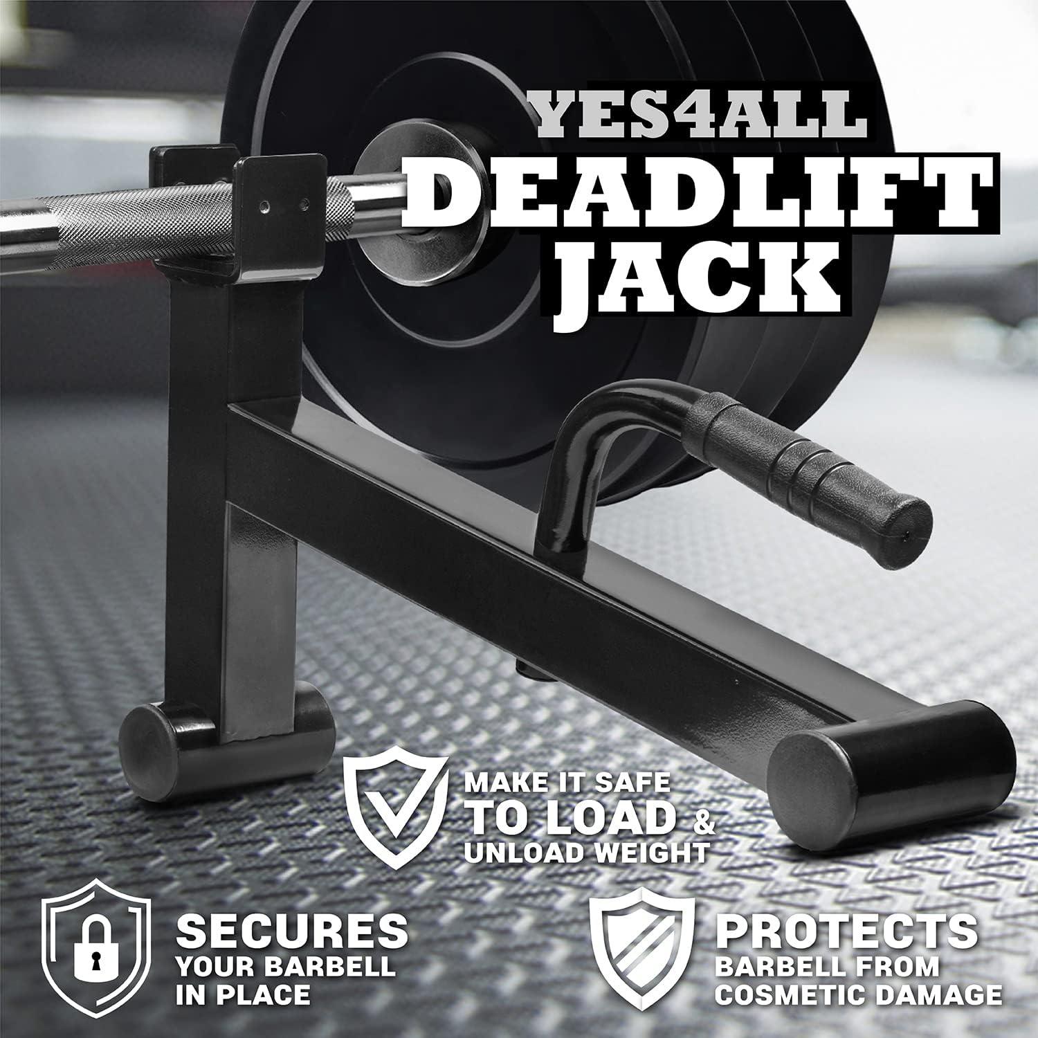 Yes4All Deadlift Jack/Barbell Stand – Holds 600lb Barbell Plates for Deadlift Exercise, Squat Wedge for Squat/Weight Training(Black)