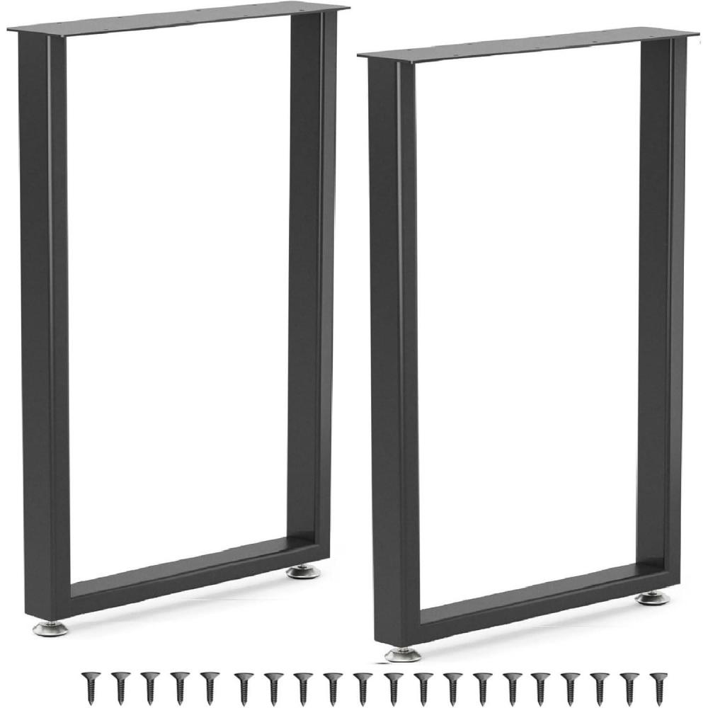 Yes4All Store 16’’ Trapezoid Furniture Metal Legs – Heavy Duty Wrought Steel Feet with Thickness of 10 mm – DIY Iron Furniture Legs for Coffee Table, Bench, Side Table, Nightstand Set of 2,Black(Rectangular)