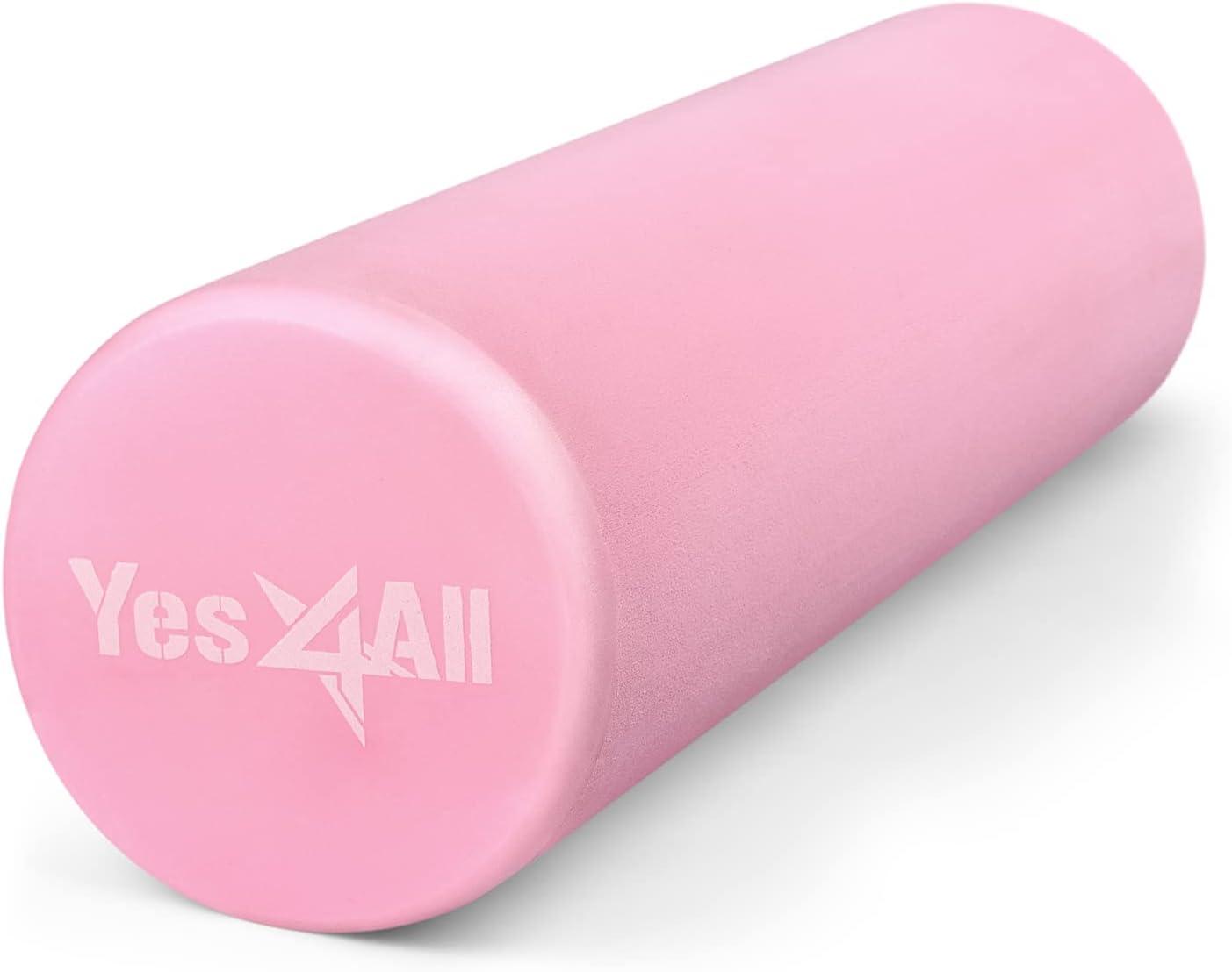 Yes4All EVA Firm Foam Roller for Back – Round Back Roller for Exercise, Yoga & Pilates 12/18/24/36 inch(B. Pink)