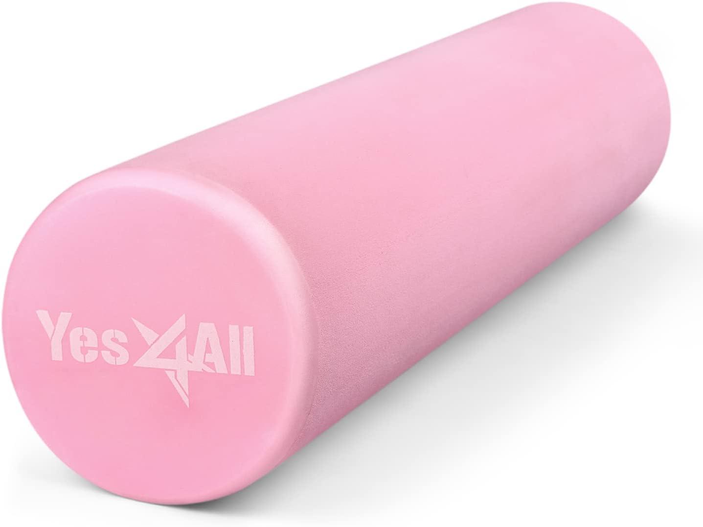 Yes4All EVA Firm Foam Roller for Back – Round Back Roller for Exercise, Yoga & Pilates 12/18/24/36 inch(B. Pink)