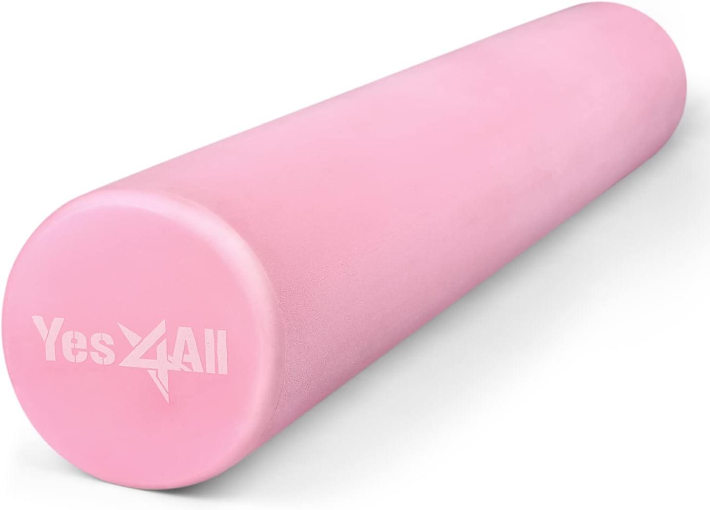 Yes4All EVA Firm Foam Roller for Back – Round Back Roller for Exercise, Yoga & Pilates 12/18/24/36 inch(B. Pink)