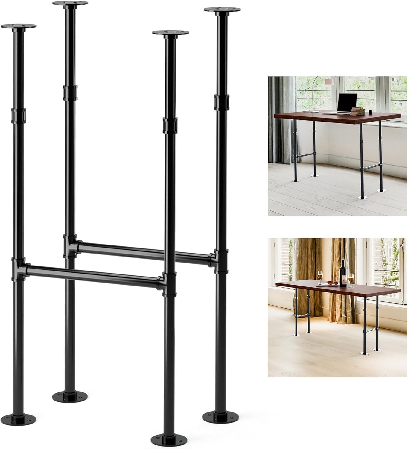 Yes4All Store 16’’ Trapezoid Furniture Metal Legs – Heavy Duty Wrought Steel Feet with Thickness of 10 mm – DIY Iron Furniture Legs for Coffee Table, Bench, Side Table, Nightstand Set of 2,Black(H-shape)