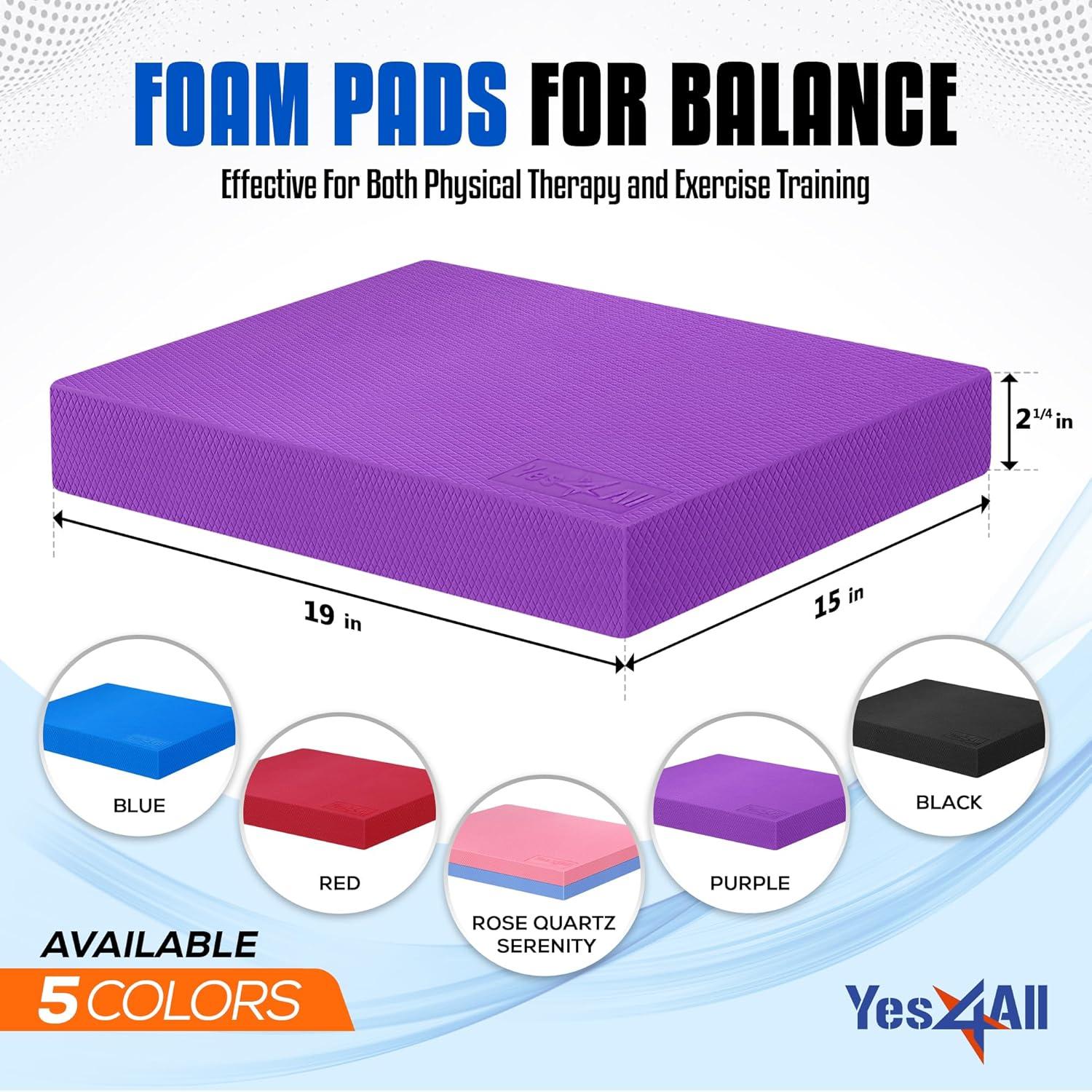 Yes4All Balance Pad, Nonslip TPE Foam Balance Pad with Upgraded Sizes – L, XL, XXL Balance Mat for Fitness, Yoga & Stability Training – Multicolor Options – XL, Purple