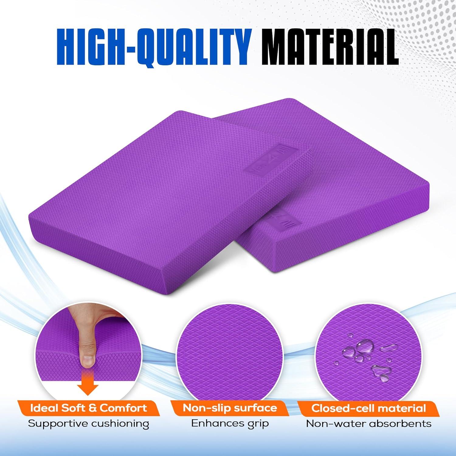 Yes4All Balance Pad, Nonslip TPE Foam Balance Pad with Upgraded Sizes – L, XL, XXL Balance Mat for Fitness, Yoga & Stability Training – Multicolor Options – XL, Purple