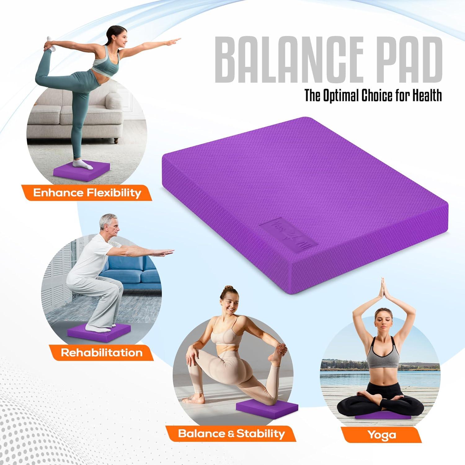 Yes4All Balance Pad, Nonslip TPE Foam Balance Pad with Upgraded Sizes – L, XL, XXL Balance Mat for Fitness, Yoga & Stability Training – Multicolor Options – XL, Purple
