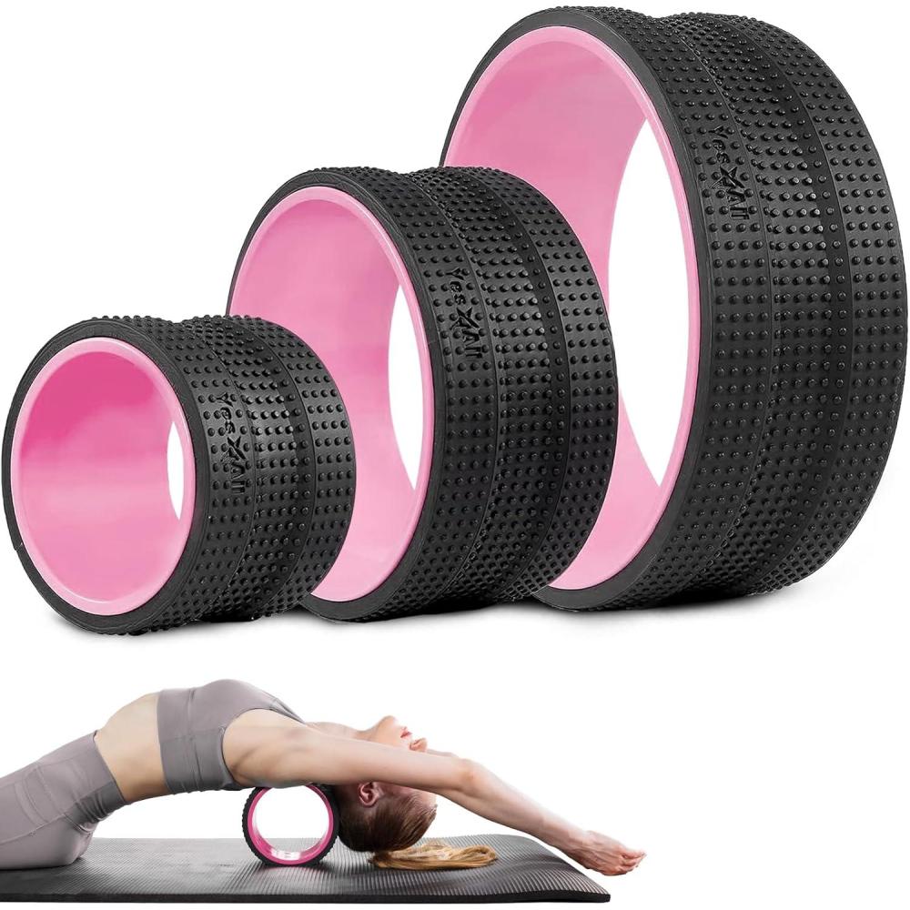 Yes4All Yoga Wheel Roller, 500 lb Capacity Back Cracker Roller for Comfort HIPS & Neck, Available in 6/10/12 Sizes(6  10  12 Inches – Pink)