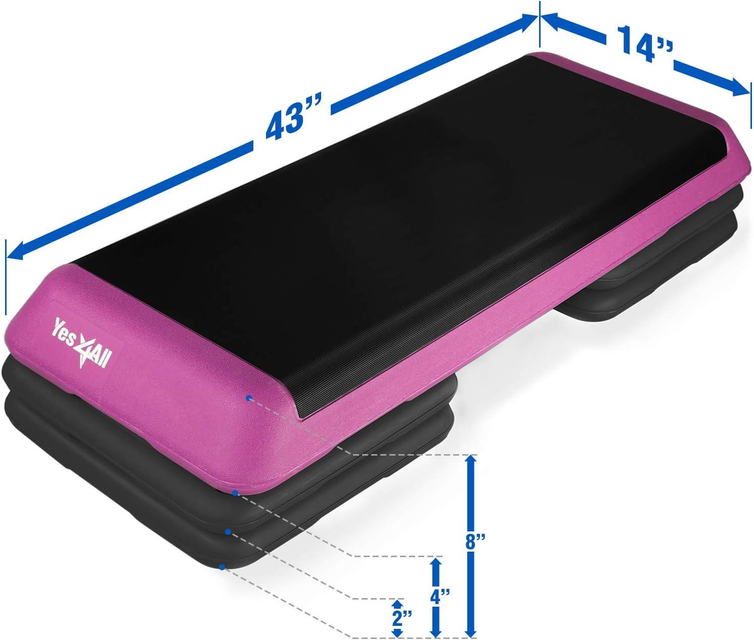 Yes4All 18.9″ Aerobic Exercise Step Platform with 2 Risers, Adjustable Height Workout Stepper 3″ 6″ for Home Gym(3. Riser A)