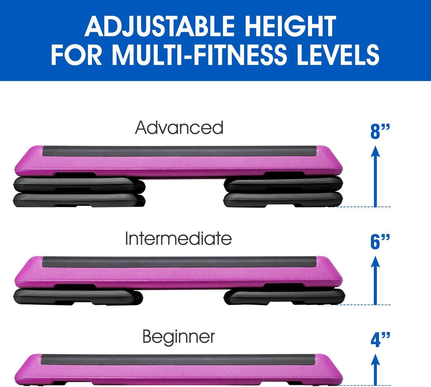 Yes4All 18.9″ Aerobic Exercise Step Platform with 2 Risers, Adjustable Height Workout Stepper 3″ 6″ for Home Gym(3. Riser A)
