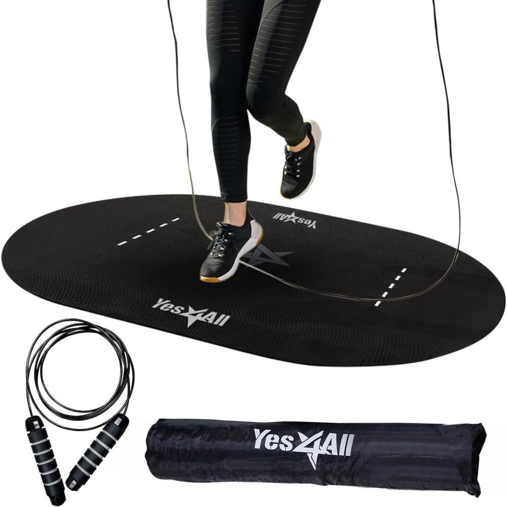 Yes4All Large Exercise Fitness Mat with Jump Rope & Carry Bag, Non-slip Waterproof Floor Protection For Yoga, Workout, Jump Rope
