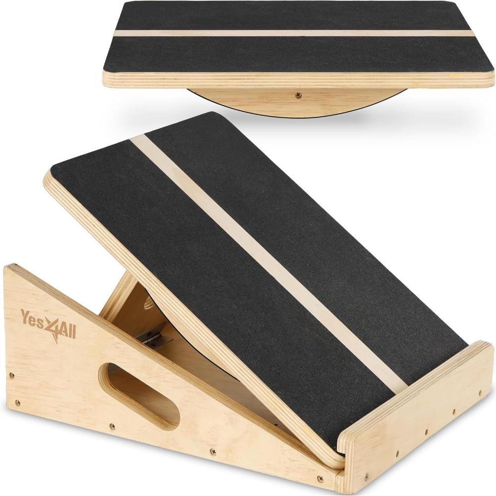Yes4All Professional Incline Board, Slant Board Calf Stretching, Squat Wedge and Anti-Slip Surface, Portable Side Handle(A. Yellow)