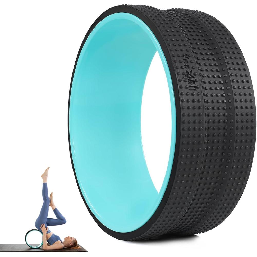 Yes4All Yoga Wheel Roller, 500 lb Capacity Back Cracker Roller for Comfort HIPS & Neck, Available in 6/10/12 Sizes(Black – Mint)