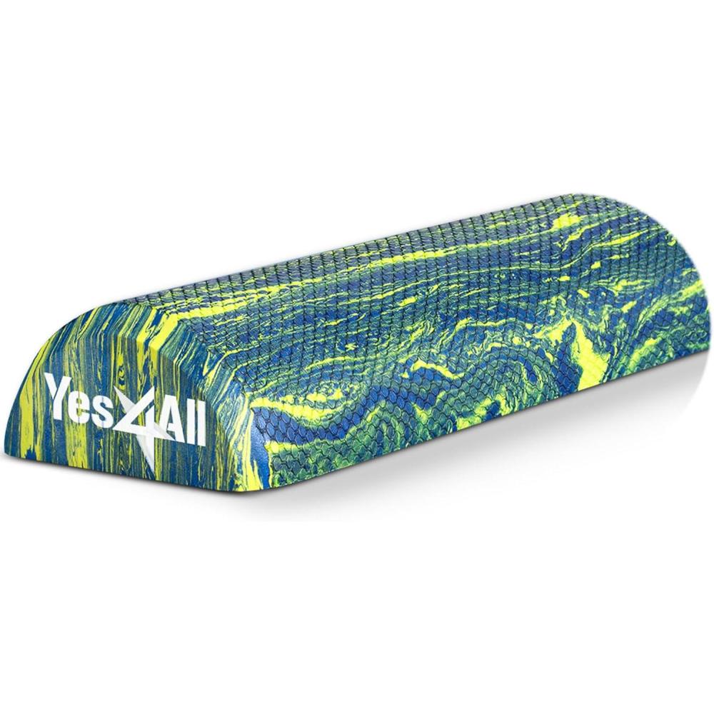 Yes4All EVA Firm Foam Roller for Stretching, Half Yoga Back Roller for Muscle Massage for Pilates, Yoga, Balance & Core Exercises – 12/36 inches(12-inch – Blue & Green)