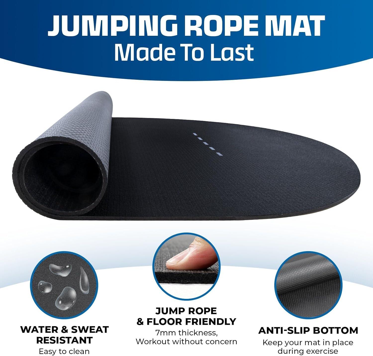 Yes4All Large Size Jump Rope Mat with Jump Rope & Carry Bag, Non-slip Waterproof Indoor Outdoor Damage-Free Equipment & Floor