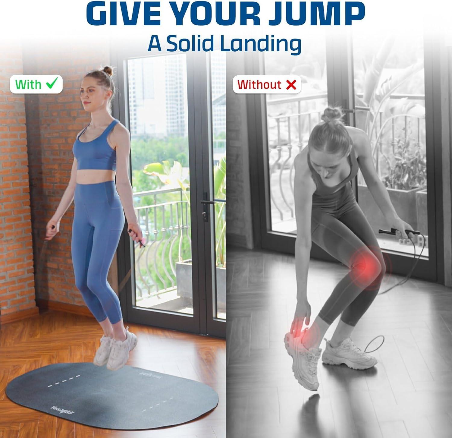 Yes4All Large Size Jump Rope Mat with Jump Rope & Carry Bag, Non-slip Waterproof Indoor Outdoor Damage-Free Equipment & Floor