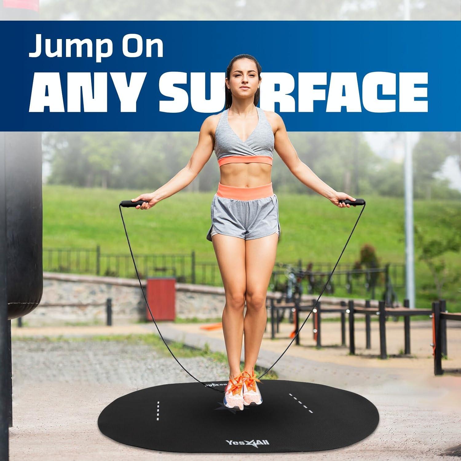 Yes4All Large Size Jump Rope Mat with Jump Rope & Carry Bag, Non-slip Waterproof Indoor Outdoor Damage-Free Equipment & Floor