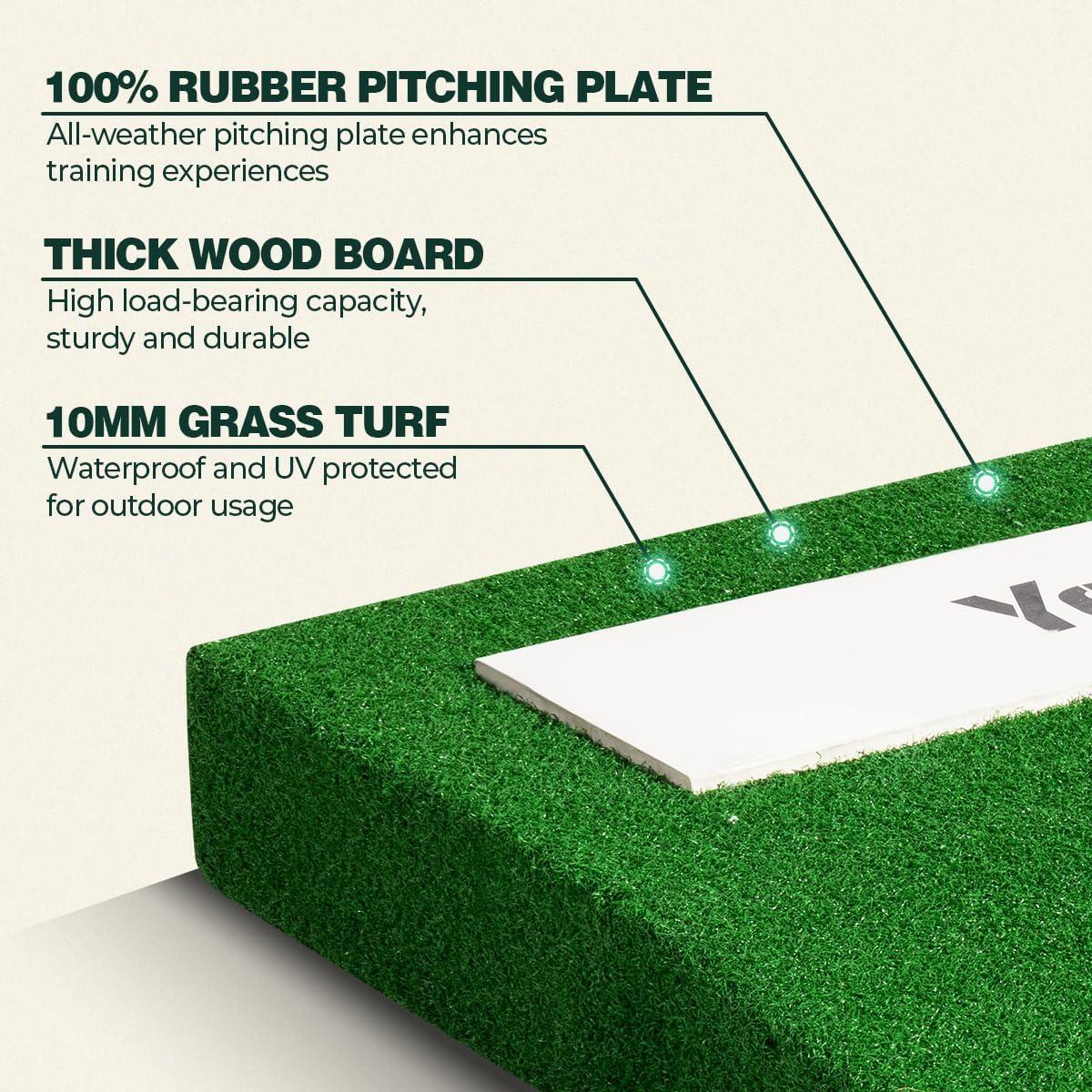 Yes4All Portable Pitching Mound and 2 Baseballs, Pitchers Mound Baseball, Softball Pitching Mound with Antifade Turf and Regulation Pitching Rubber 30 x 30 x 4 Inch for Indoor and Outdoor.